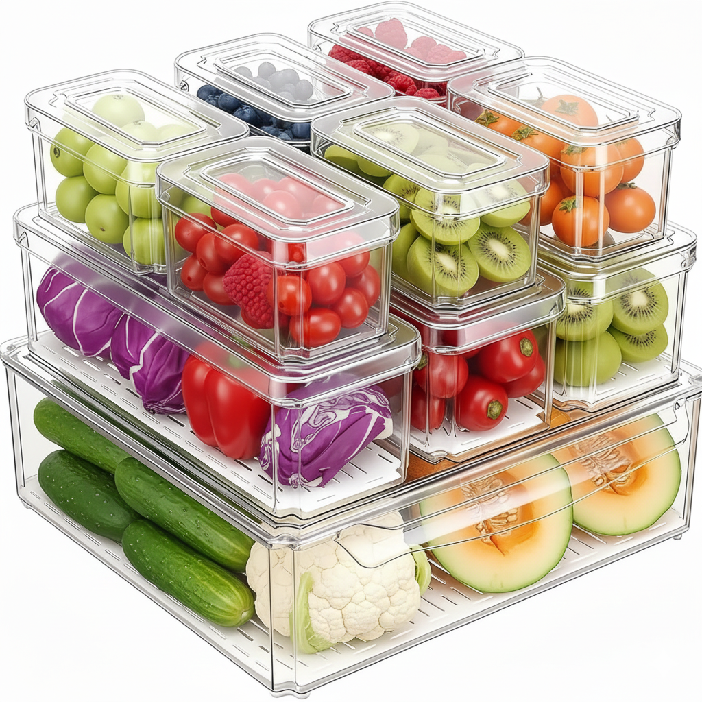 Organizador para Refrigerador con Rejilla de Drenaje – 10 Contenedores