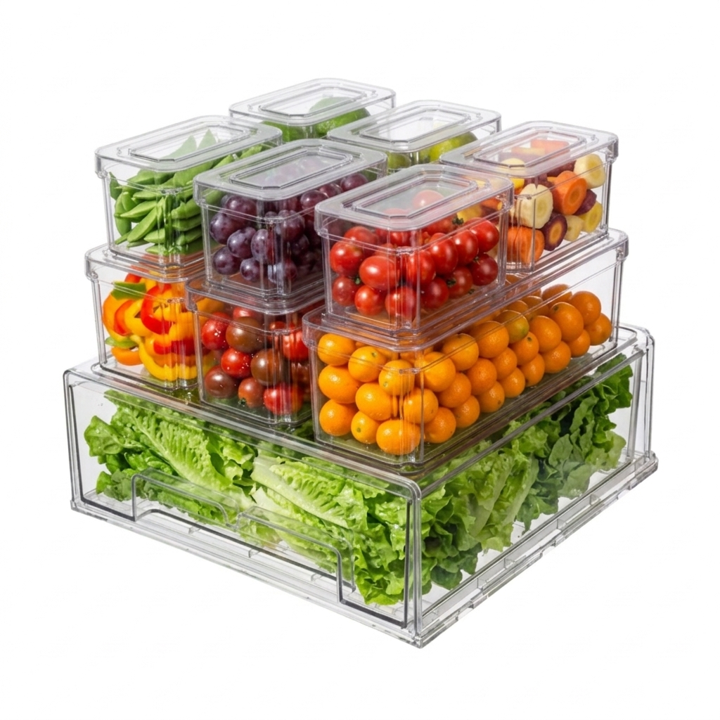 Organizador para Refrigerador con Gaveta – 10 Contenedores